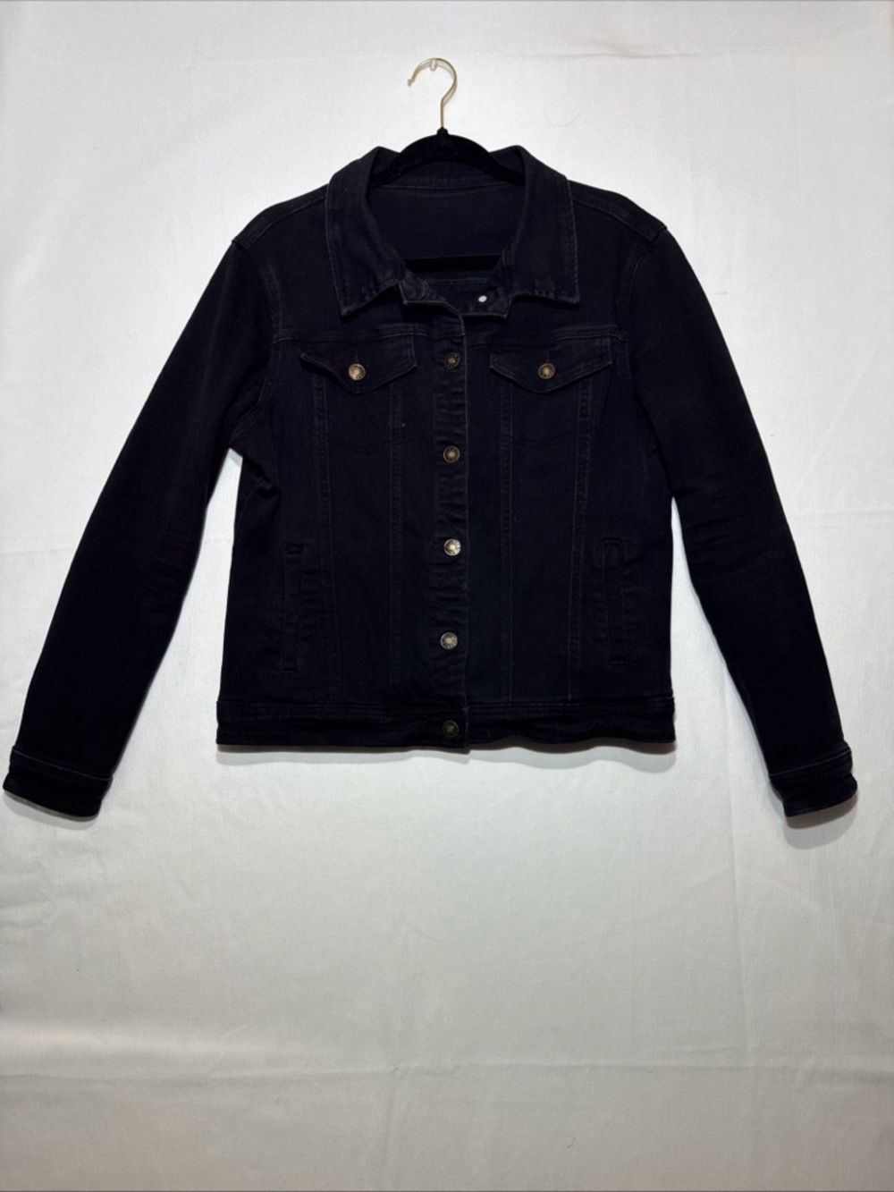 Just Jeans Denim Jacket - Womens L - Black Minimal City Biker Moto Modern Simple
